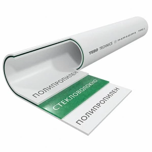 Труба стекловолокно ПП 50 PN25 SDR6 серая Tebo